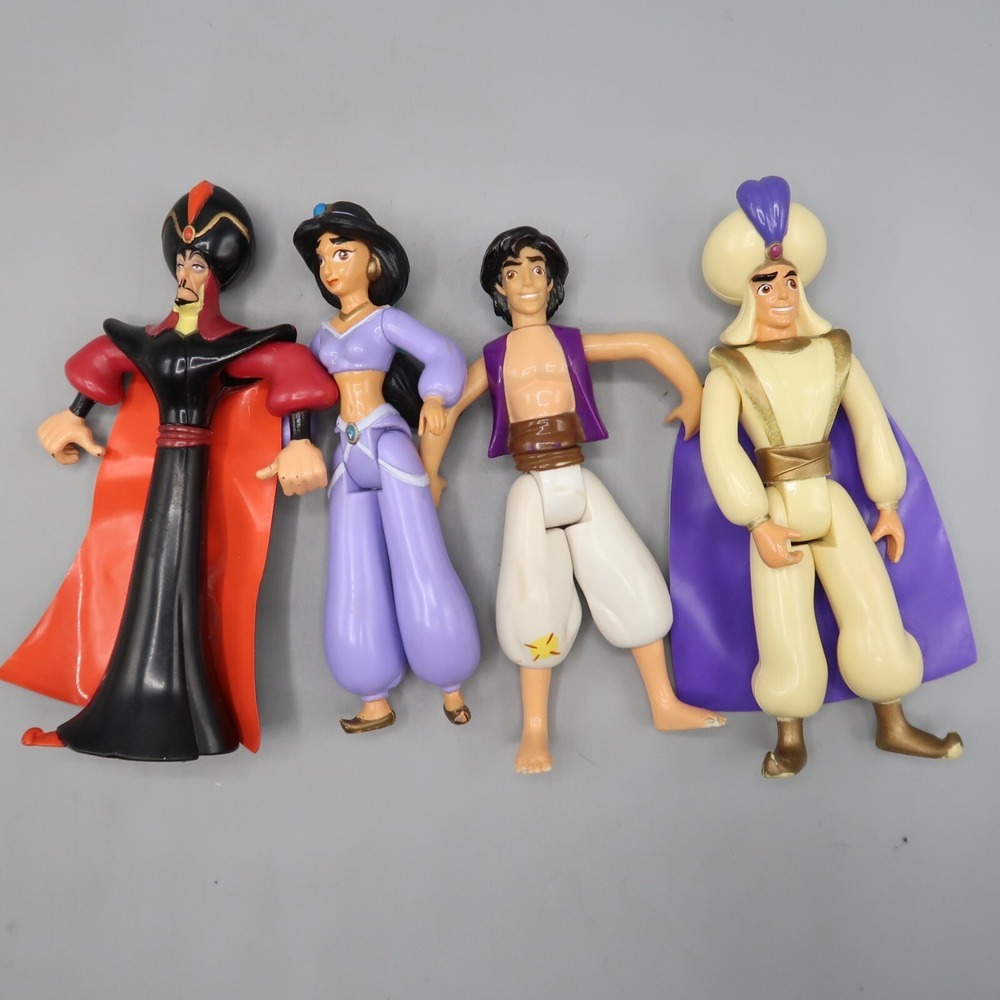 Vintage Disney Applause Aladdin Princess Jasmin Jafar Posable Figures 5 inch Lot